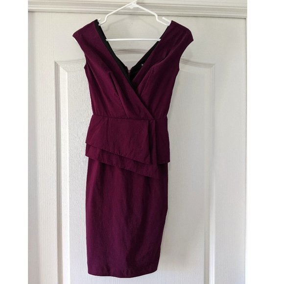XXS Wine Purple Peplum Cocktail Dress - Picture 1 of 6